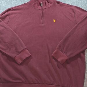 Polo Ralph Lauren Burgundy 1/4 Zip Pullover Mens 2XL Mock Neck Sweater Casual